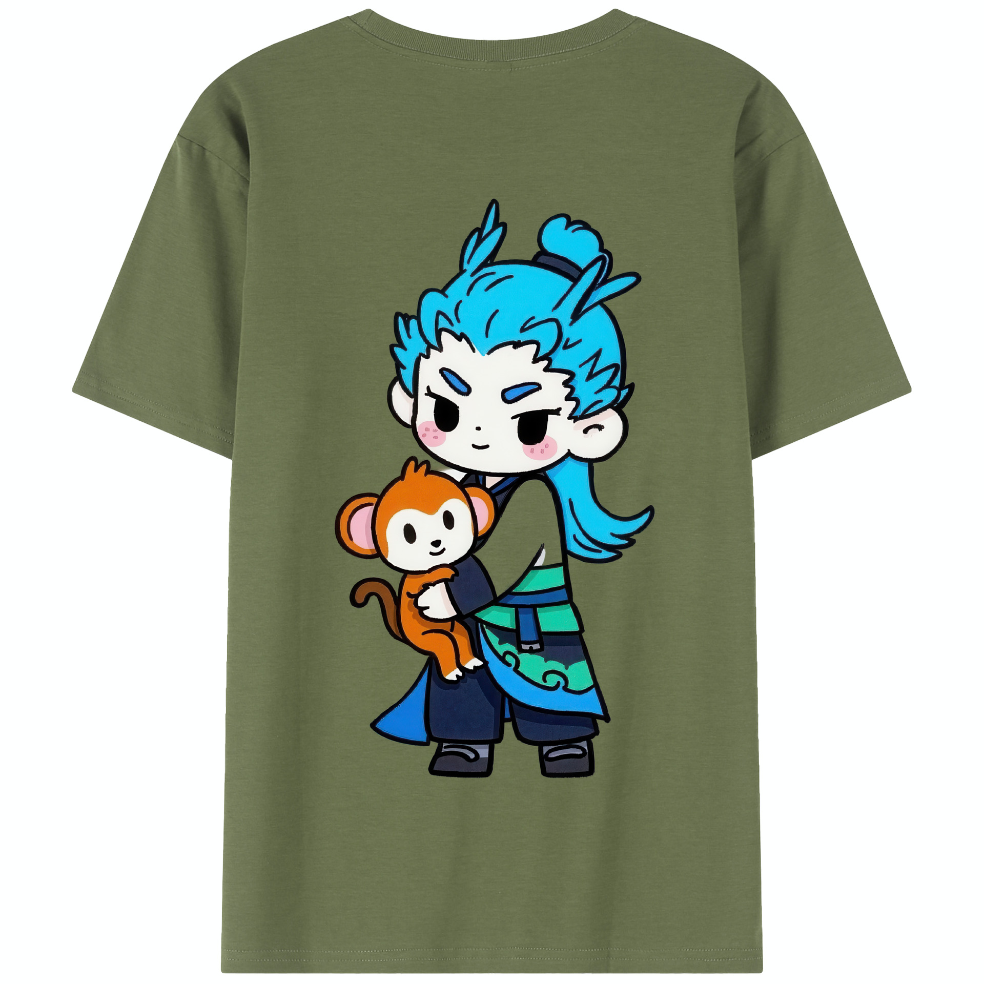 （画像用） Ne Zha 2 ナタ 魔童の大暴れ 綿100％半袖Tシャツ（背面プリント）